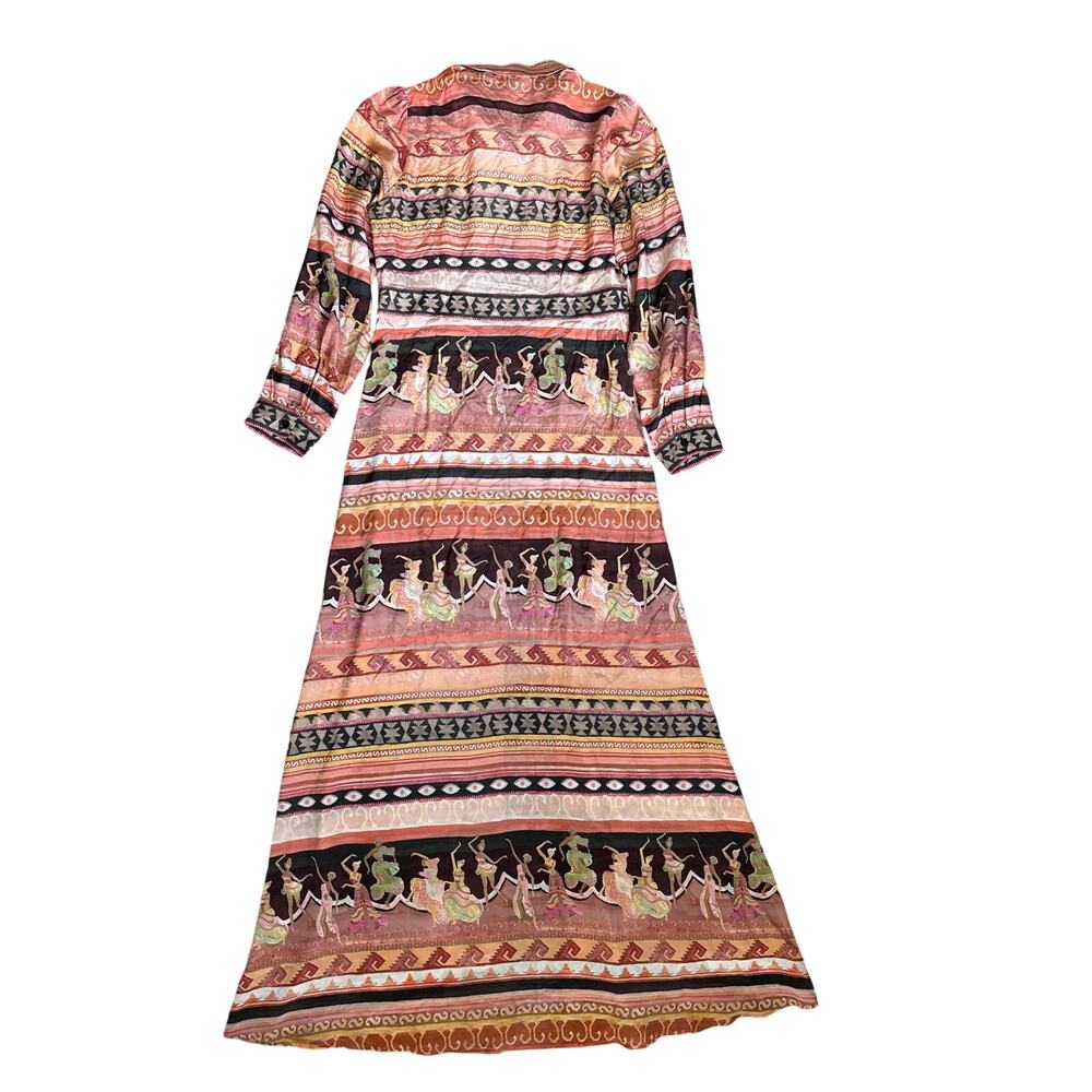 Peach Multi Printed Maxi Shirt Dress - Picture 9 of 16